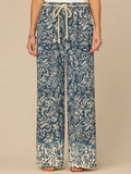 "Ab"leisure Skyrise Rope Belt Spade Pocket Printed Wide Leg Pants